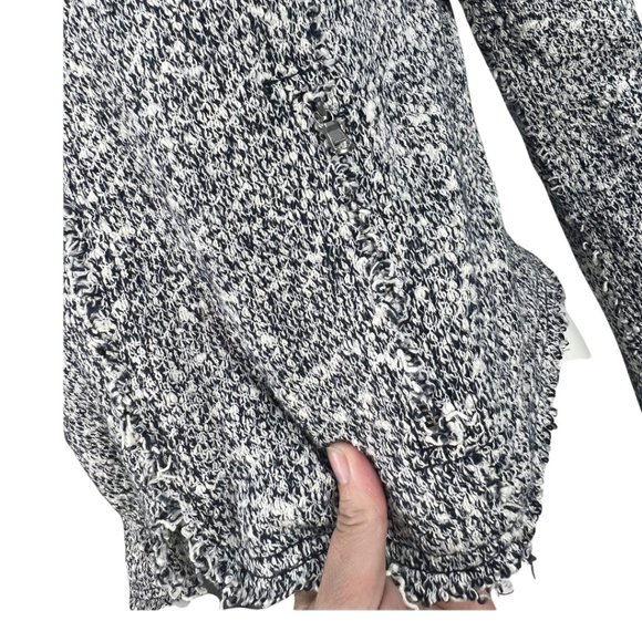 Navy/White Rebecca Taylor Stretch-Boucle Crop Jacket Size 8 - Picture 6 of 16